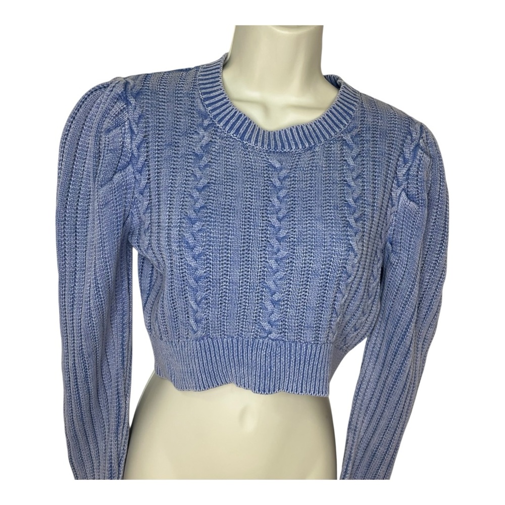 Urban Outfitters Blue Cable Knit Cropped Sweater Cotton Blend